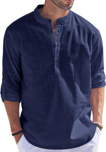 Bellstone Men'S Cotton Blend Solid Regular Kurta Shirt (Kurta1500_Single_Navy Blue_M