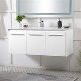 Elegant Decor Rasina 48 Single Porcelain Top Floating Bathroom Vanity In White