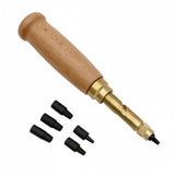 Snappsy Replaceable Heads Rotary Leather Punch MultiHead Design Belt Hole Punch Diy Craft Use, Natural Wood
