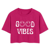 Toplot Text Printed Round Neck Crop Top For Women (Vibes-Crop-Top-5202-Pink-M),Pink,,B0DCTK8LLK