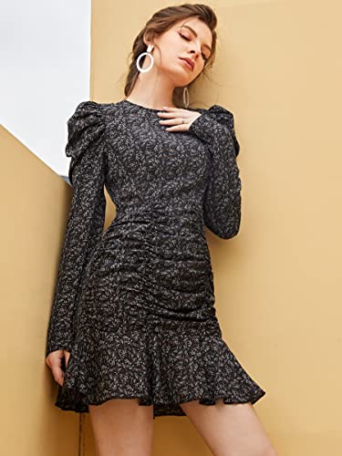 Toplot Dresses For Women Floral Print With Puff Full Sleeve Black (T-Midi-5005-Black-Xl),Black,,B0B3MG3NBQ