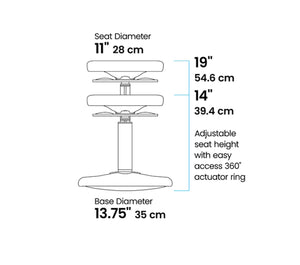 Kore Adjustable Height Wobble Chair, Active Sitting For Children, Kids, Teens: Better Than A Balance Ball, Flexible Classroom Se