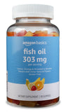Amazon Basics Fish Oil 303 mg, Lemon, Orange & Strawberry-Banana flavors, 90 Gummies (2 per Serving), EPA and DHA Omega-3 fatty 