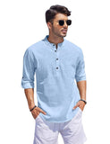 Bellstone Men'S Cotton Blend Solid Regular Fit Kurta (Kurta1500_Single_Sky Blue_Large