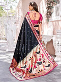 Greciilooks Saree For Women | Golden Saree For Women | Cotton Silk Saree For Women (Gl-S2341-Black)