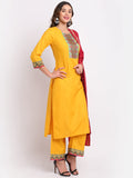Anni Designer Women'S Cotton Straight Kurta With Palazzo & Dupatta (Hani Yellow_Xl_Yellow_X-Large),Yellow,XL,Cotton Blend,Straight,Kurta, Pants, Scarf