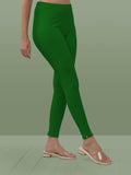 Lyra Women Solid Premium Cotton Ankle Length Leggings | Mid-Waist | Fashionwear Grass Green L