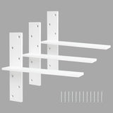 Floating Shelf Bracket 3/8 Thick Heavy Duty Shelf Brackets White 3 Pack Free Hanging Countertop Support Bracket 14 Lx2.5 W Float