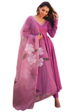 Anni Designer Women'S Rayon Viscose Solid Anarkali Kurta With Pant & Dupatta (Bhanu Pink_M_Pink_Medium),Pink,M