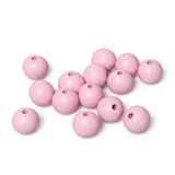 Pink Wood Beads 20mm for Farmhouse Garland, Matte Color Wooden Loose Bead with 4mm Large Hole, Smooth Spacer Beading Supplies fo