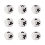 FASHEWELRY 10Pcs Star Silicone Beads 12x12x12mm White Square Silicone Spacer Beads Cube Loose Bead for Keychains Jewelry Making 