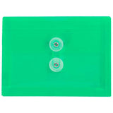 JAM PAPER Plastic Envelopes with Button & String Tie Closure - Index Size - 5 1/2 x 7 1/2 - Green - 12/Pack