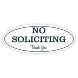 Oval No Soliciting Sign (White) Small