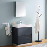 Fresca Valencia 30 Inch Glossy White Freestanding Modern Bathroom Vanity And Medicine Cabinet - Includes Integrated Sink With 2