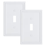 2-Pack Single Toggle Light Switch Cover Plate, Durable Solid Zinc Alloy Decorative Switch Plate Covers, White 1 Gang Wall Plate,