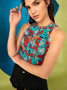 Toplot Women'S Geometric Slim Fit Tops (T-Crop-Top-5018- Multicolored Xl),Multicolour,,B0B4JDRTG7