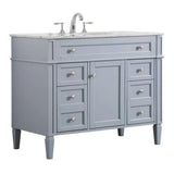 Elegant Decor Park Avenue 42 Metal Mdf Marble Single Bathroom Vanity In Gray
