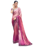 Satrani Womens Pure Georgette Saree (3430S280N Peach & Light Pink)