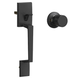 HOSOM Front Door Handle Exterior Door Handle Set with Door Knob, Entry Door Handleset for Right & Left-Handed Doors No Lock, Mat