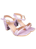 Shoetopia Women'S Block Heel Sandals Open-Toe ||Dress Sandals With Gold Chain Detail Ankle Strap And Square Toe|| Elegant Heeled Sandals For Parties Weddings And Formal Wear-Mauve-Eu38,Mauve,5,B0C6956F2D