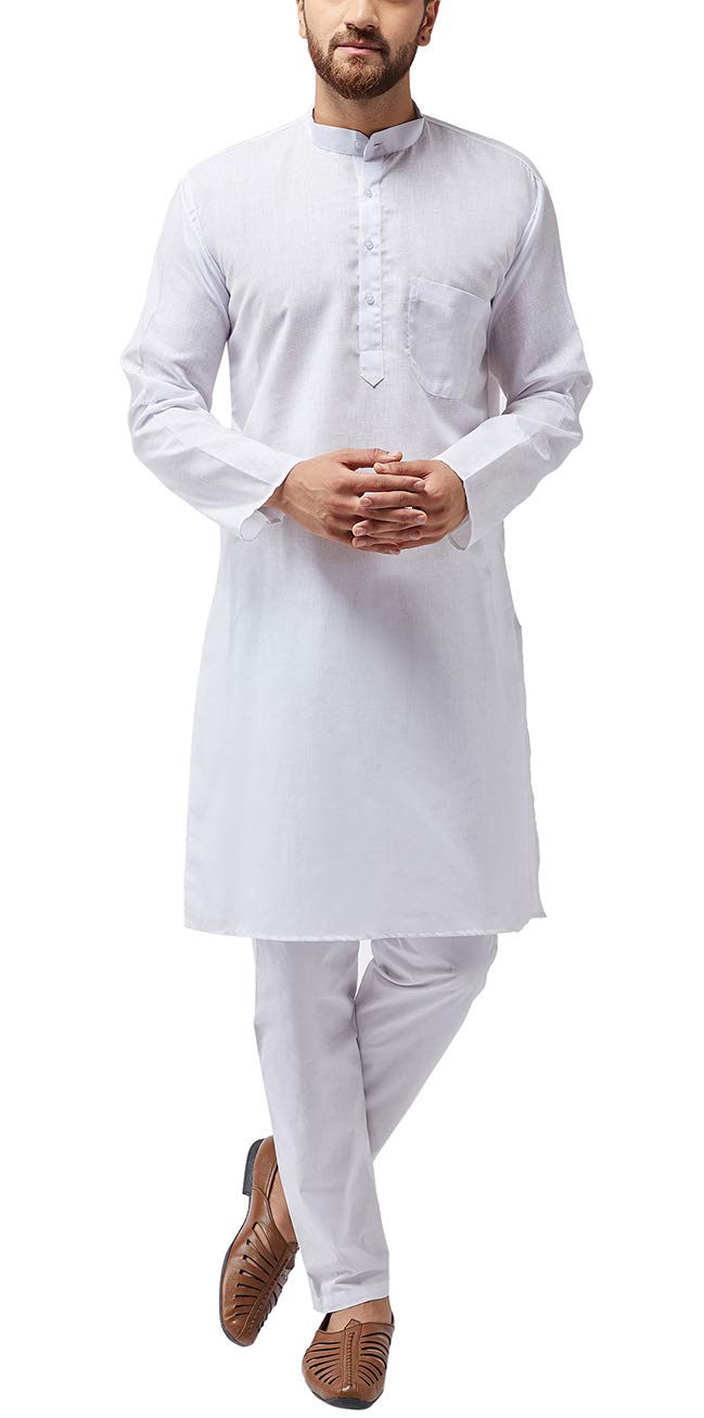 Sojanya (Since 1958 Men'S White Cotton Blend Only Long Kurta Size: M