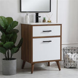 Elegant Decor Boise 24 Porcelain Top Bathroom Vanity In Matte White