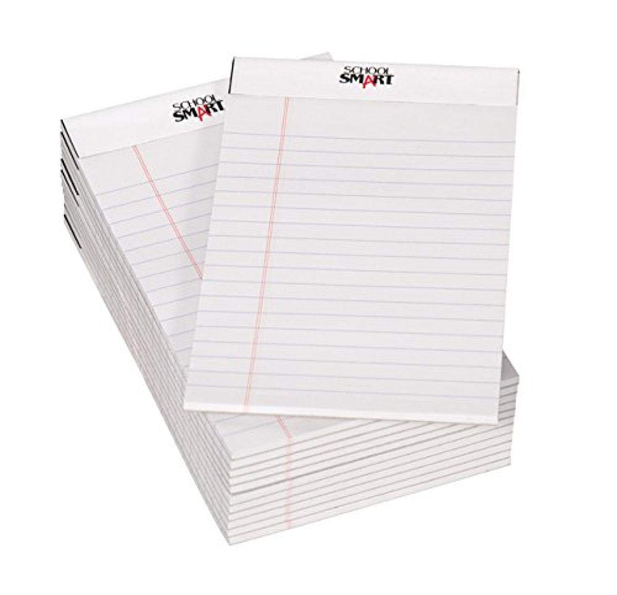 School Smart Junior Legal Pad, 5 X 8 Inches, 50 Sheets Each, White, Pack Of 12 - 027445