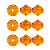 200pcs Genuine Preciosa 4mm (0.16 Inch) Small Faceted Bicone Crystal Beads Sun Orange Compatible with Swarovski Elements Crystal