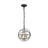 Living District Wallace 3-Light Metal Pendant In Matte Black/Brass/Clear