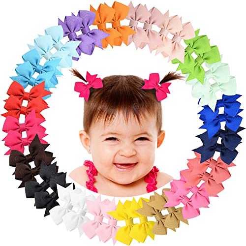 Alinmo Baby Hair Clips 2 Baby Girls Clips Fully Lined Baby Bows Tiny Hair Bows Alligator Clips For Baby Girls Infants Toddlers