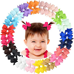 Alinmo Baby Hair Clips 2 Baby Girls Clips Fully Lined Baby Bows Tiny Hair Bows Alligator Clips For Baby Girls Infants Toddlers