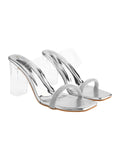 Shoetopia Stylish Trasparent Detailed Silver Block Heels For Women & Girls /Eu36,Silver,3,B0F316Q7Y2