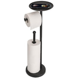 Noonext Black Toilet Paper Holder with Shelf, Freestanding Toilet Paper Holder Stand with Tray at The Top, Heavy Base No Tipping
