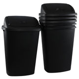 Asking 13 Gallon Tall Plastic Kitchen Trash Can with Swing Lid, Set of 4 Rectangular Swing Top Garbage Can for Kitchen, Black