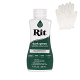 Rit Dye - Liquid Fabric Dye for Crafting, Clothing, and D cor - 8 oz. Bottle - Dark Green (Gloves Included)