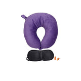 Store2508 Spungee Microbeads Travel Neck Pillow With Eye Mask & Ear Plugs (Purple)