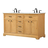 Elegant Decor Americana 60 Aluminum Mdf Double Bathroom Vanity In Natural Wood
