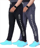 LookMark Men's Combo Slim Fit Solid Lycra Blend Full Elastic Sport Wear Running Gym Stretchable Jogger Track Pant in Black & Grey Color(Track 05 Black-Track 05 Grey-S),Black-Grey