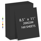 160 Sheets Cardstock Paper 8.5 x 11 Premium Weight 200gsm Black Card Stock Paper for Printing, Crafts, Invitations | Smooth Prin