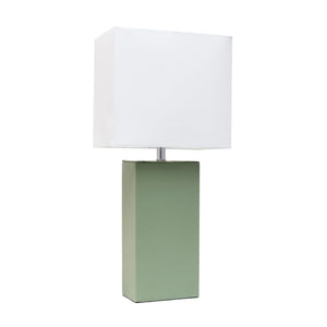 All The Rages Lexington 21' Engineered Wood & Leather Table Lamp In Sage Green