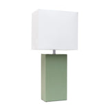 All The Rages Lexington 21' Engineered Wood & Leather Table Lamp In Sage Green