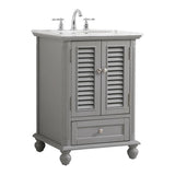 Elegant Decor Rhodes 24 Coastal Solid Wood Single Bathroom Vanity In Gray