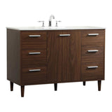 Elegant Decor Baldwin 48 Solid Wood And Mdf Bathroom Vanity In Walnut