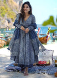 Gosriki Women'S Rayon Viscose Anarkali Printed Kurta With Palazzo & Dupatta (Sinners Blue-Vks01-Gs_S_Blue_Small),Blue,,B0DX24ZFG9