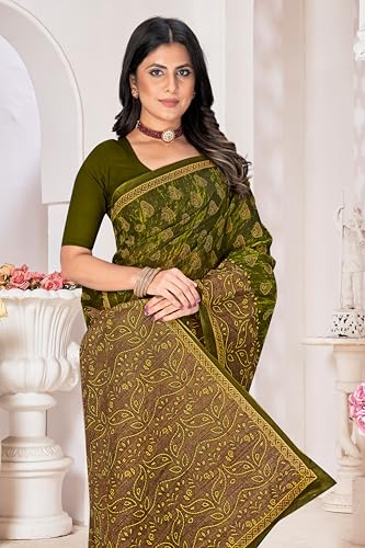 Tamaira Fashion Women'S Plain Cotton Saree (11525_Mehendi
