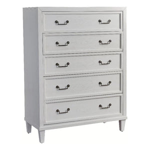 American Woodcrafters Dunescape Wood 5-Drawer Chest In Antiqued Silver/White
