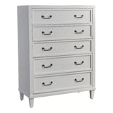 American Woodcrafters Dunescape Wood 5-Drawer Chest In Antiqued Silver/White