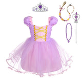 Dressy Daisy Princess Tulle Dress Fancy Party Costume with Crown and Accessories Halloween Birthday Outfit for Baby Girls Size 6