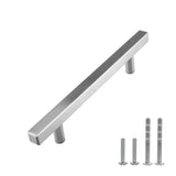 Modket 5 Pack Square Euro Bar Cabinet Handle 304 Stainless Steel - 7-1/2 Overall Length, 5 (128mm) Hole Center, Brushed Nickel