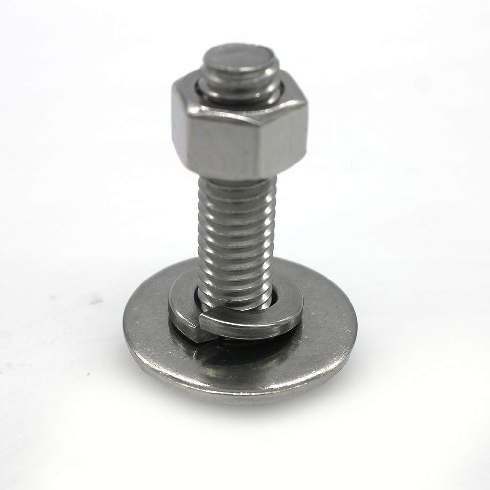 (10 Sets) 5/16-18x1 Stainless Steel Hex Head Screws Bolts, Nuts, Flat & Lock Washers, 18-8 (304) S/S, Fully Threaded by Bolt F